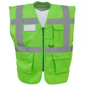 Yoko Hi-Vis Premium Executive/Manager Waistcoat / Jacket (L) (Lime)