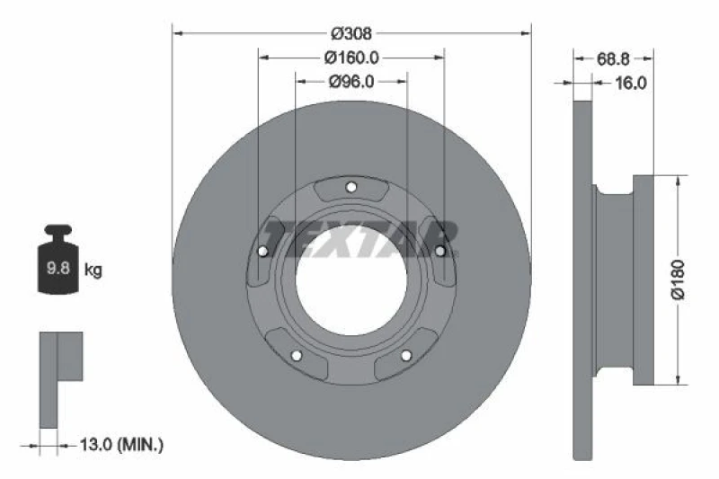 Image of Brake disc TEXTAR 92273903