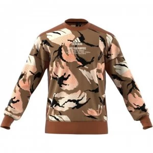 Image of adidas ZNE AOP Crew Sweatshirt Mens - Wild Brown