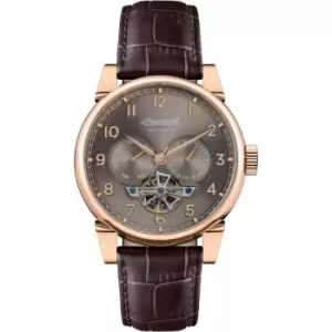 image of Ingersoll 1892 The Swing Gents Automatic Watch with Grey Sunray Dial and Brown Leather Strap