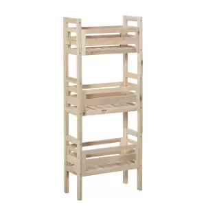 Image of Outsunny 3pcs Wood Flower Shelf Raised Plant Stand Free Combination Display Multilayer Rack w/ Slatted Shelves Indoor & Outdoor Natural