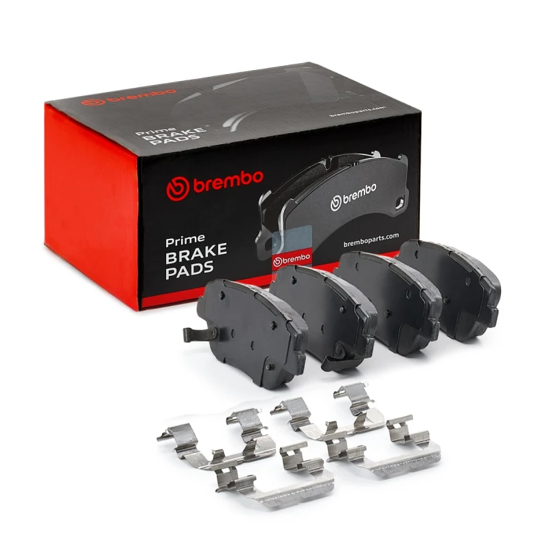 Image of BREMBO P 30 066 Brake pad set PRIME LINE with acoustic wear warning, with accessories, with anti-squeak plate Brake Pad Set,disc brake (402)