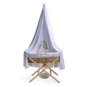 Image of Clair de Lune Muslin 6 Piece Palm Moses Basket & Drape Starter Set - White - White