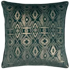 Image of Tayanna Metallic Velvet Cushion Emerald