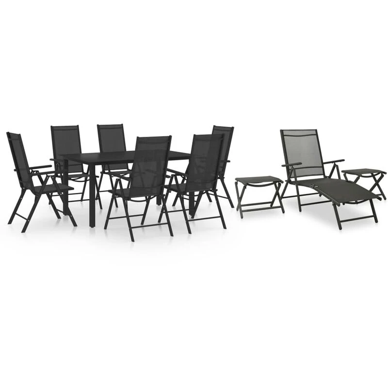 Image of VIDAXL 10 Piece Garden Dining Set Black and Anthracite Vidaxl 8720286407004