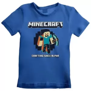 Image of Minecraft Childrens/Kids Crafting Since Alpha T-Shirt (12-13 Years) (Blue)