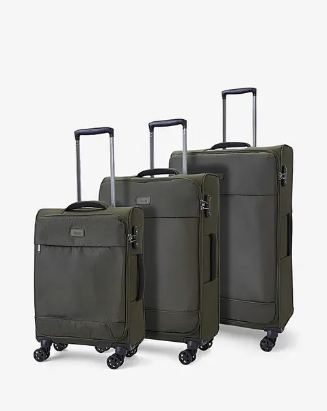Image of Rock Luggage Paris VPK6K Soft Shell Olive Green Suitcase 3Pcs Set