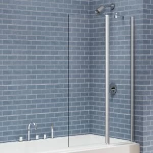 Image of Nexa By Merlyn 6mm 2 Panel Square Folding Bath Screen - 1500 x 900mm