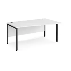 image of Office Desk Right Hand Wave Desk 1600mm White Top With Black Frame Maestro 25 MB16WRKWH