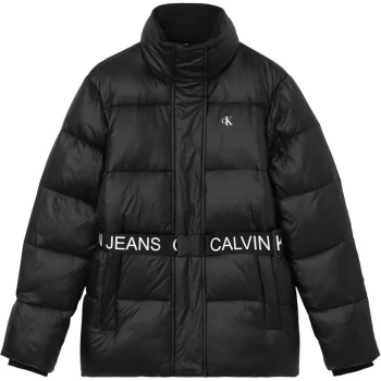 Image of Calvin Klein Jeans Logo Waist Short Jacket - CK BLACK BEH