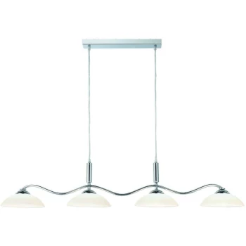 image of Searchlight Lighting - Searchlight Bar Lights - 4 Light Ceiling Pendant Chrome, Frosted Glass Four Waved Bar, G9