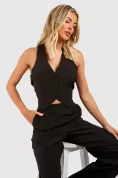 Image of Halterneck Fitted Tailored Waistcoat