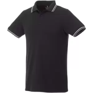 Image of Elevate Mens Fairfield Polo With Tipping (3XL) (Black/Grey Melange/White)