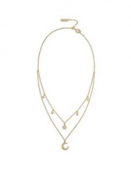 image of Olivia Burton Celestial Double Crescent Moon And Star Necklace - Gold