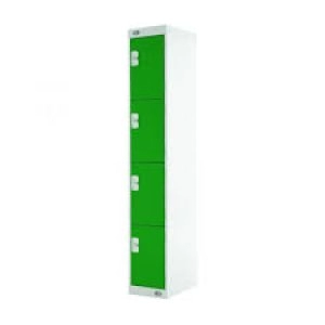 Image of Four Compartment Locker D300mm Green Door Dimensions H1800 x D300 x