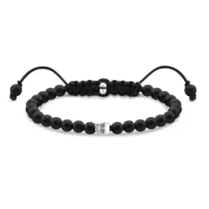 THOMAS SABO Rebel Skull & Matt Black Beaded Bracelet