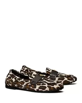 Image of Tory Burch Womens Leopard Print Apron Toe Loafers