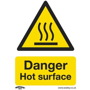 Image of Sealey SS42V10 Warning Safety Sign - Danger Hot Surface - Self-Adhesive Vinyl - Pack of 10