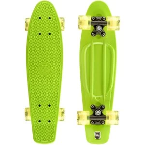 image of Xootz Kid's Complete Retro Plastic Skateboard with LED Light Up Wheels Yellow