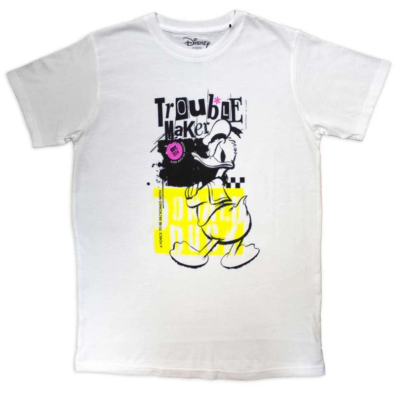 Image of Disney Donald Duck Trouble Maker T Shirt White unisex