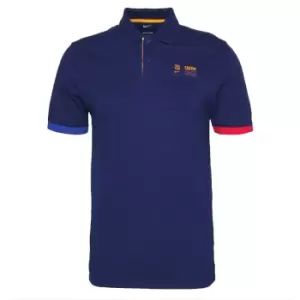 image of 2021-2022 Barcelona Slim Polo Shirt (Blue Void)