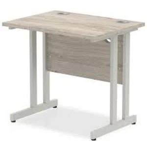 image of Trexus Rectangular Slim Desk Silver Cantilever Leg 800x600mm Grey Oak