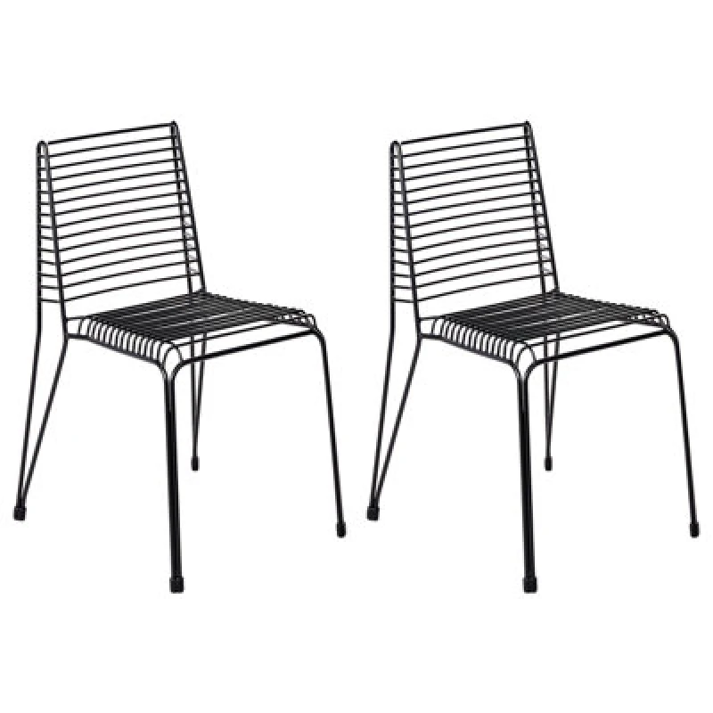 Image of Beliani Set Of 2 Garden Chairs Chieve Metal Black