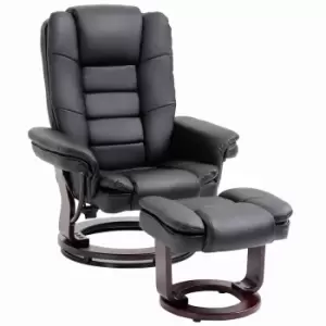 image of HOMCOM Swivel Manual Recliner And Footrest Set Pu Leather Lounge Chair - Black