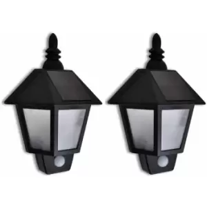 image of Solar Wall Lamp with Motion Sensor 2 pcs - Black