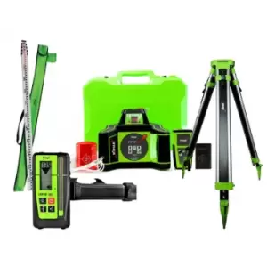 image of I77R Rotating Red Laser Level Kit with 2x 9.0Ah Batteries, LRX10 Receiver, Staff & Tripod - Imex