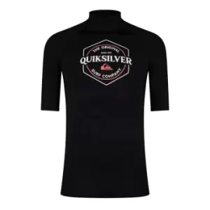 Image of Quiksilver Poolday Short Sleeve Rash Vest - Black