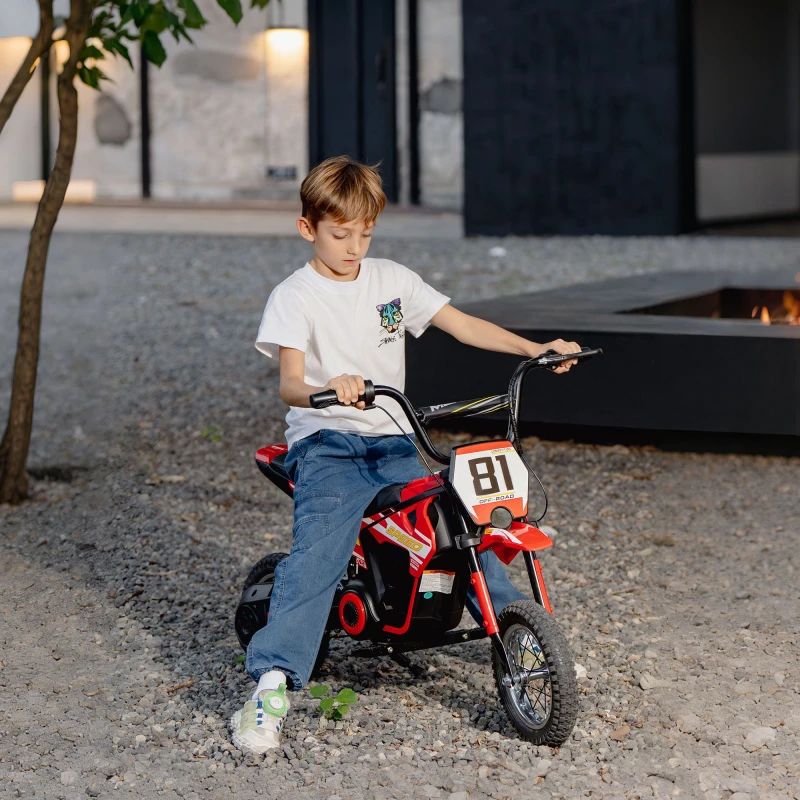 Image of AIYAPLAY 24V Battery Powered Ride On Motorcycle with Rear Suspension in Red Red Unisex
