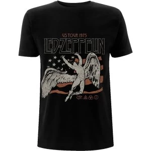 Image of Led Zeppelin - US 1975 Tour Flag Unisex Large T-Shirt - Black