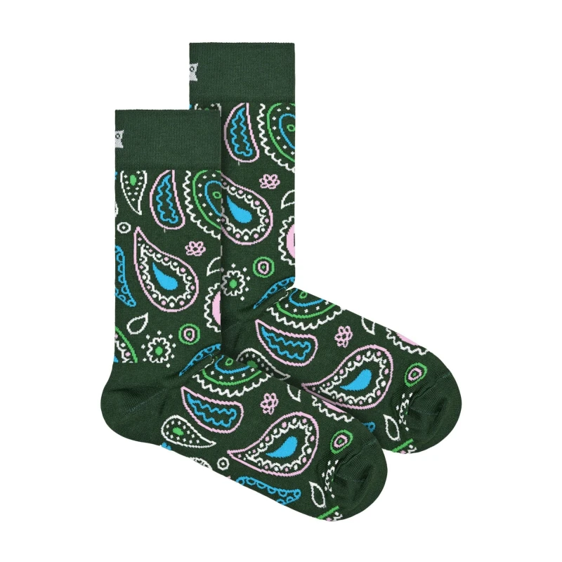 Image of Happy Socks Happy Socks Men 1 Pack & Cotton Green Paisley Design Socks Size: 4-7 Green 4-7 Male 7333102609516