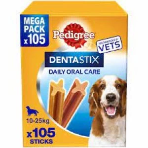 image of Pedigree Dentastix Daily Dental Chews Medium Dog 105 Sticks