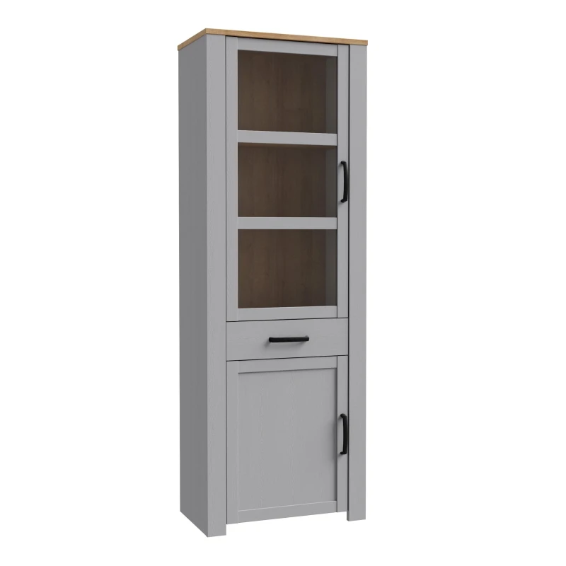 Image of Furniture To Go Bohol Narrow Display Cabinet In Riviera Oak/grey Oak