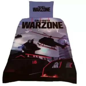 image of Call of Duty: Warzone Logo Duvet Cover Set (Double) (Blue/Black/Red) - Blue/Black/Red