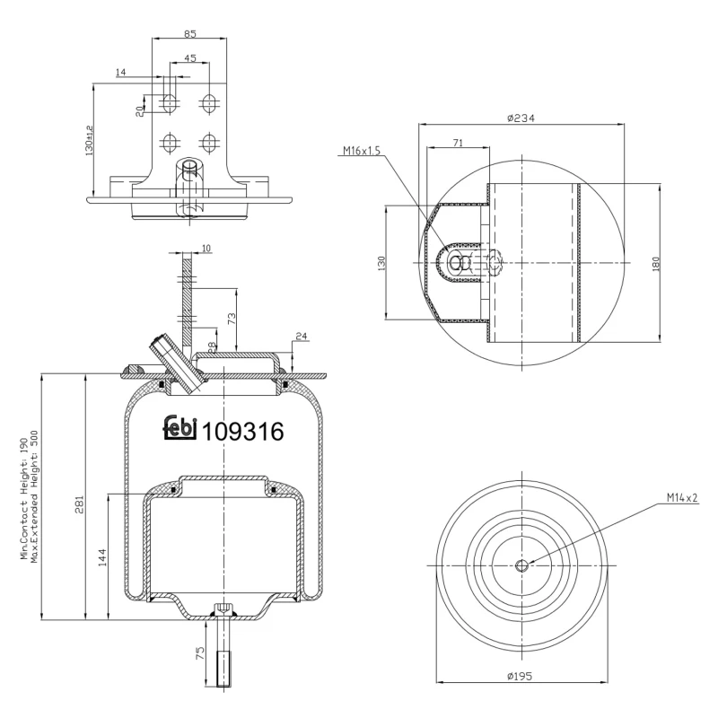 Image of FEBI BILSTEIN 109316 Boot, air suspension Rear Axle Boot,air suspension (324)
