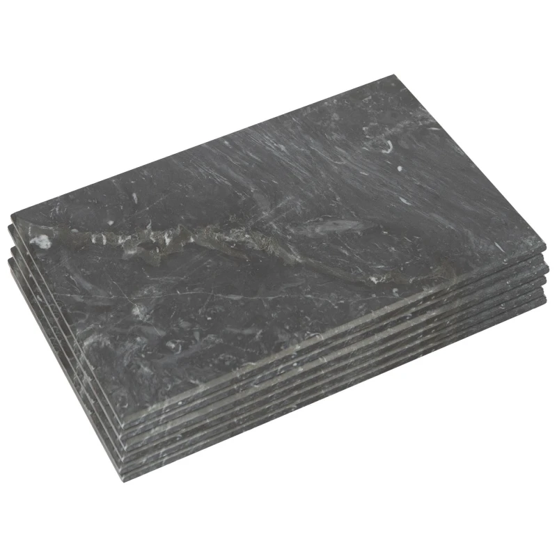 Image of Argon Tableware 6x Rectangle Marble Placemats - 40cm x 30cm Non-Slip Worktop in Black Size: 40cm x 30cm Black Unisex 40cm x 30 cm
