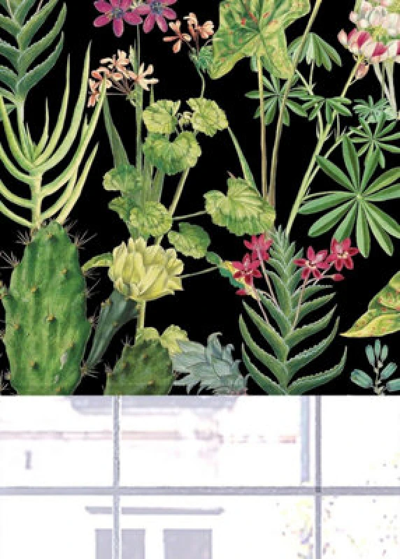 Image of Lister Cartwright Tropical Plants Design Blackout Roller Blinds (Black, 180 Cm Width X 160 Cm Drop) Child Safety Included