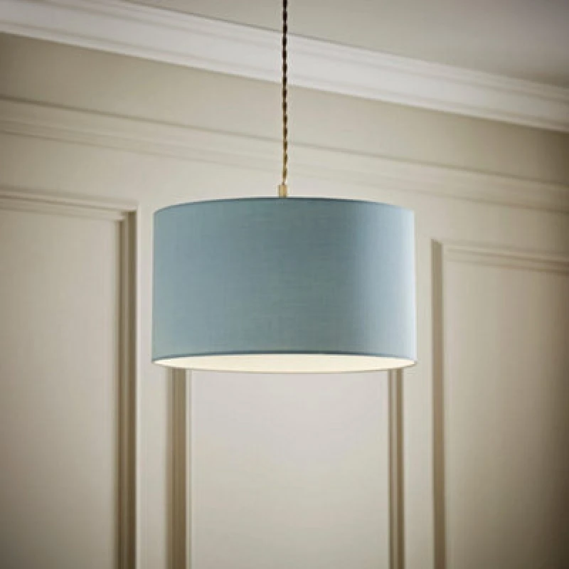 Image of Valuelights Reni Duck Egg Blue Fabric Drum Ceiling Lamp Shade (D)35Cm
