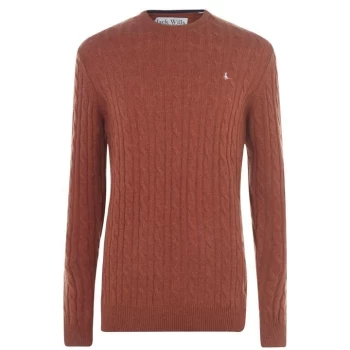 Jack Wills Marlow Merino Wool Cable Knitted Jumper - Ginger