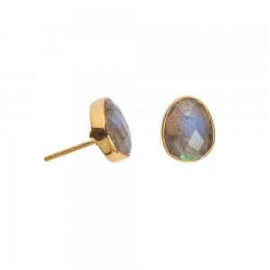Image of Juvi Designs Gold vermeil boho oval stud Grey