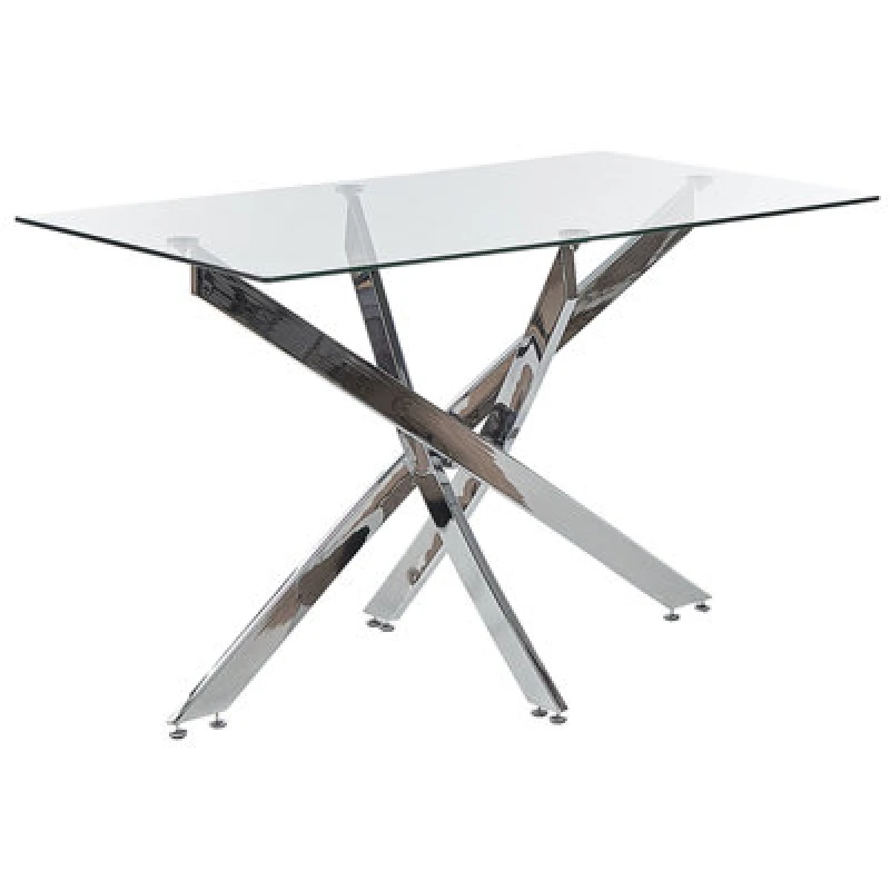 Image of Beliani Dining Table Maramo Silver 120 Cm 70 Cm Tempered Glass