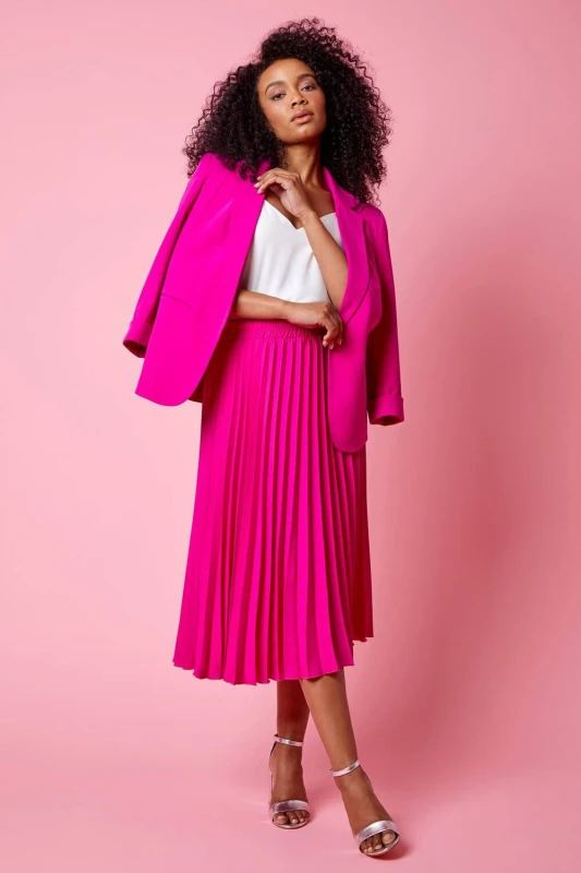Image of Roman Womens Petite 3/4 Sleeve Classic Stretch Blazer in Cerise Size: 10 Cerise Female 10