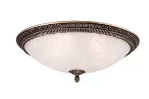 Pascal Flush Bowl Ceiling Lamp Bronze Antique, 4 Light, E27