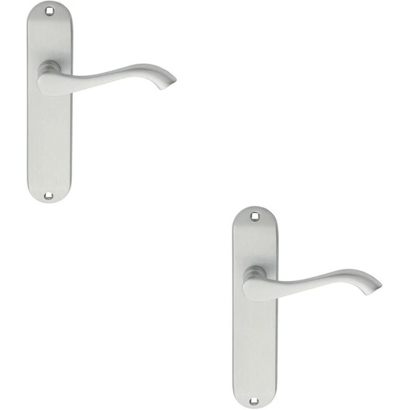 Image of Loops 2x PAIR Curved Handle on Chamfered Latch Backplate 180 x 40mm Satin Chrome Multi
