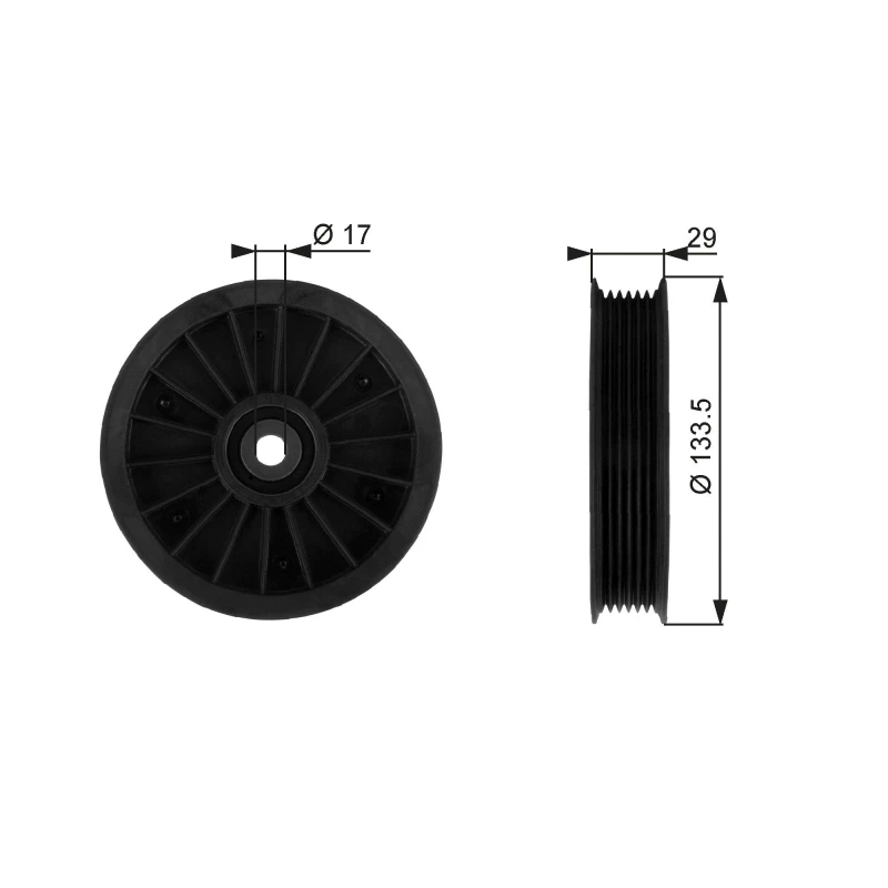 Image of GATES Deflection / guide pulley, V-ribbed belt GATES T38034