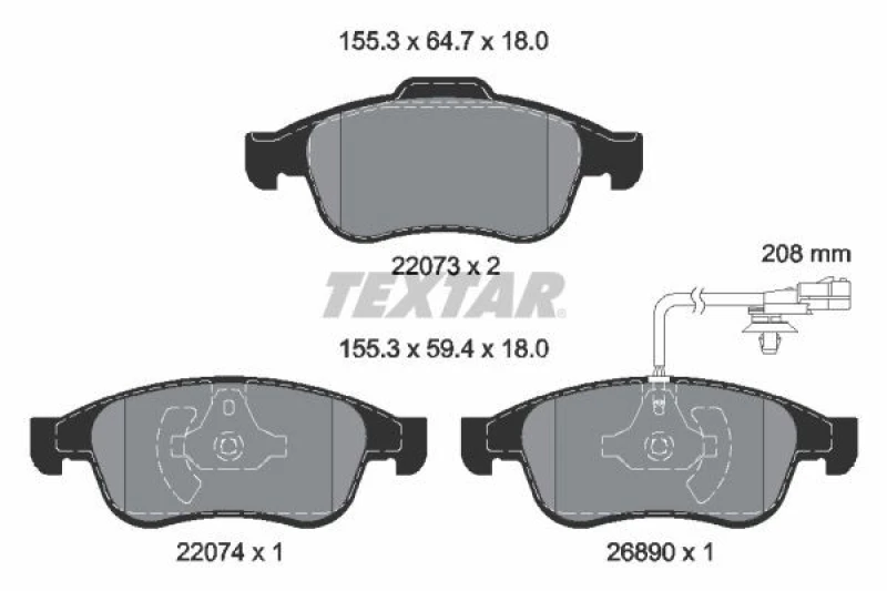 Image of Brake pad set TEXTAR 2207301