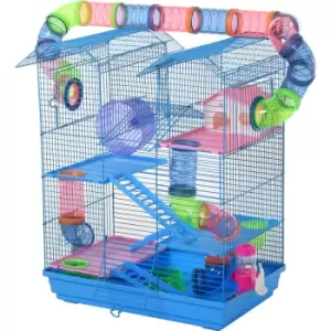 image of 5 Tiers Hamster Cage Animal Travel Carrier Habitat W/ Accessories - Pawhut